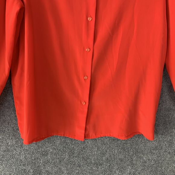 Vintage 80’s Red Button Up Blouse La Blouse Sz 10 Long Sleeve W/ Shoulder Pads - Picture 3 of 10